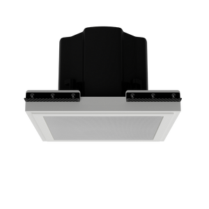 Ceiling angle of SL-SICS6S-062 mount with IC6 square speaker installed, blending cleanly into drywall