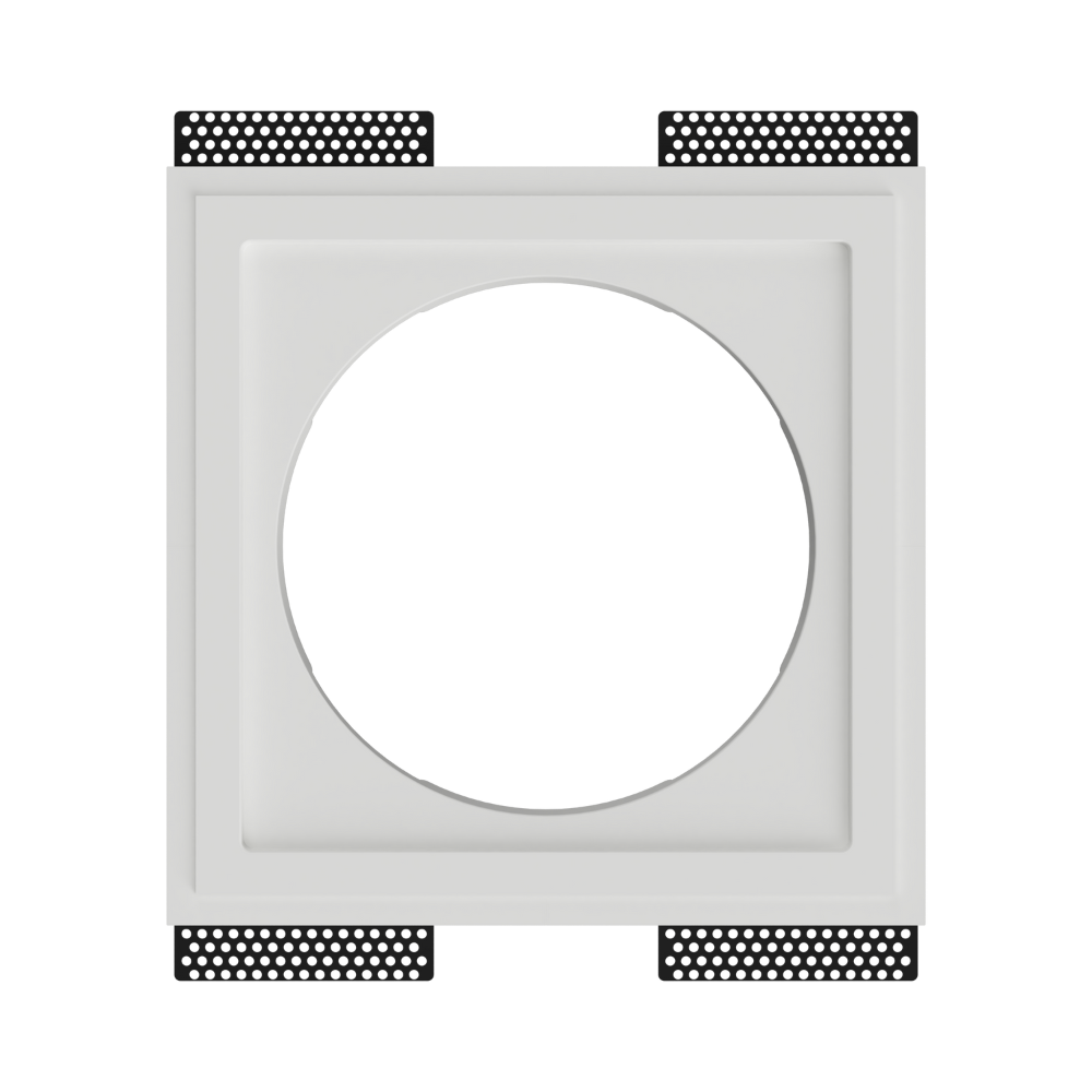 SL-SICS6S-062 platform alone, front angle showing square opening and gypsum construction before device install