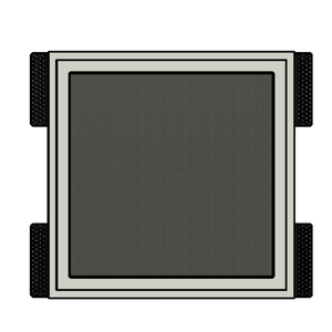 Front prototype view of SL-SICS6S-062 flush mount platform for Theory IC6 square in-ceiling speaker, showing 1/16" reveal