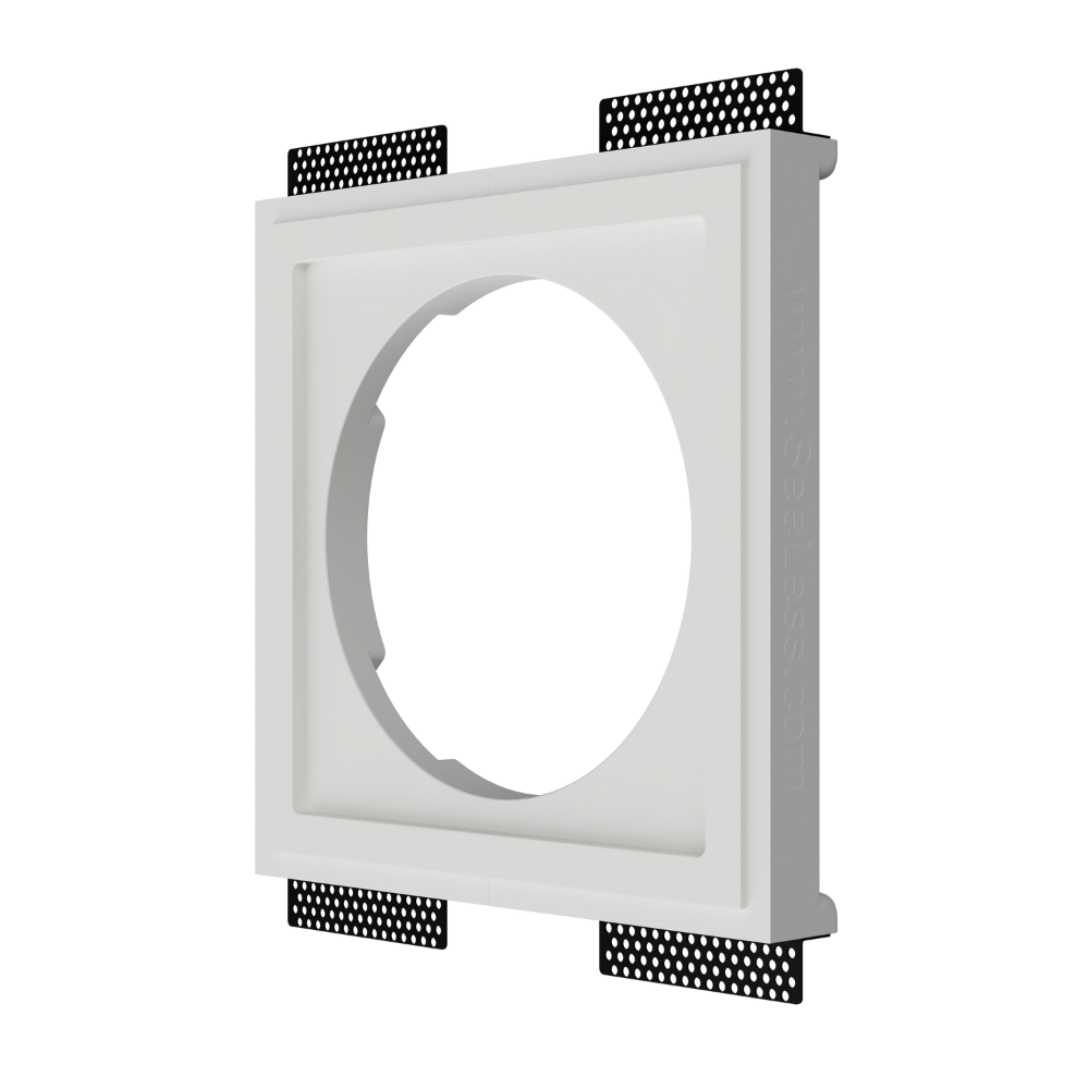 Isometric view of SL-SICS6S-062 mount highlighting square cutout and recessed design before speaker installation