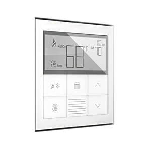 Lutron Palladiom thermostat installed in SLA-LPTS-062 flush in-wall mount