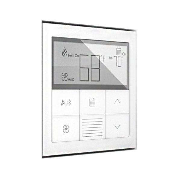 Lutron Palladiom thermostat installed in SLA-LPTS-062 flush in-wall mount