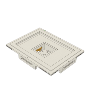 Close-up view of SLD‑TPJI‑375 showing flush gypsum edges around Josh.AI 8″ touchscreen — modern and elegant design.