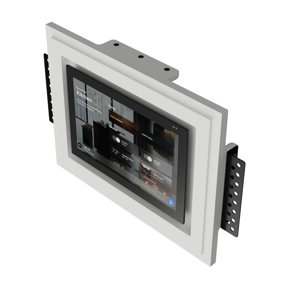 Josh.AI 8″ panel installed with SLD‑TPJI‑375 — precision-fit, Wi‑Fi friendly materials, landscape or portrait orientation.