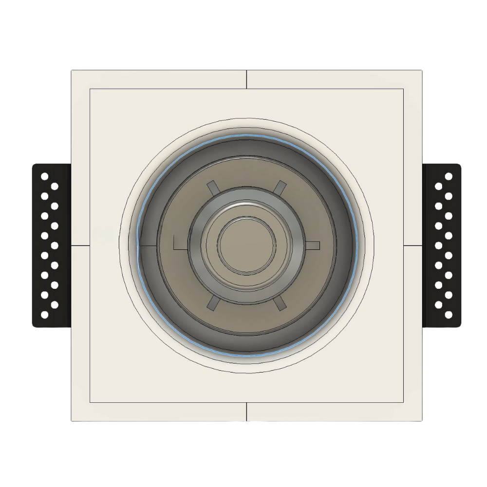 SeeLess Round 1GU Mount with 142×43mm opening and 1/2-inch reveal around heat detector