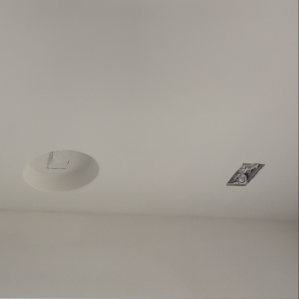 Seamless gypsum platform for flush mounting 5.5&quot; x 2.5&quot; smoke and sensor devices. Installed on ceiling.