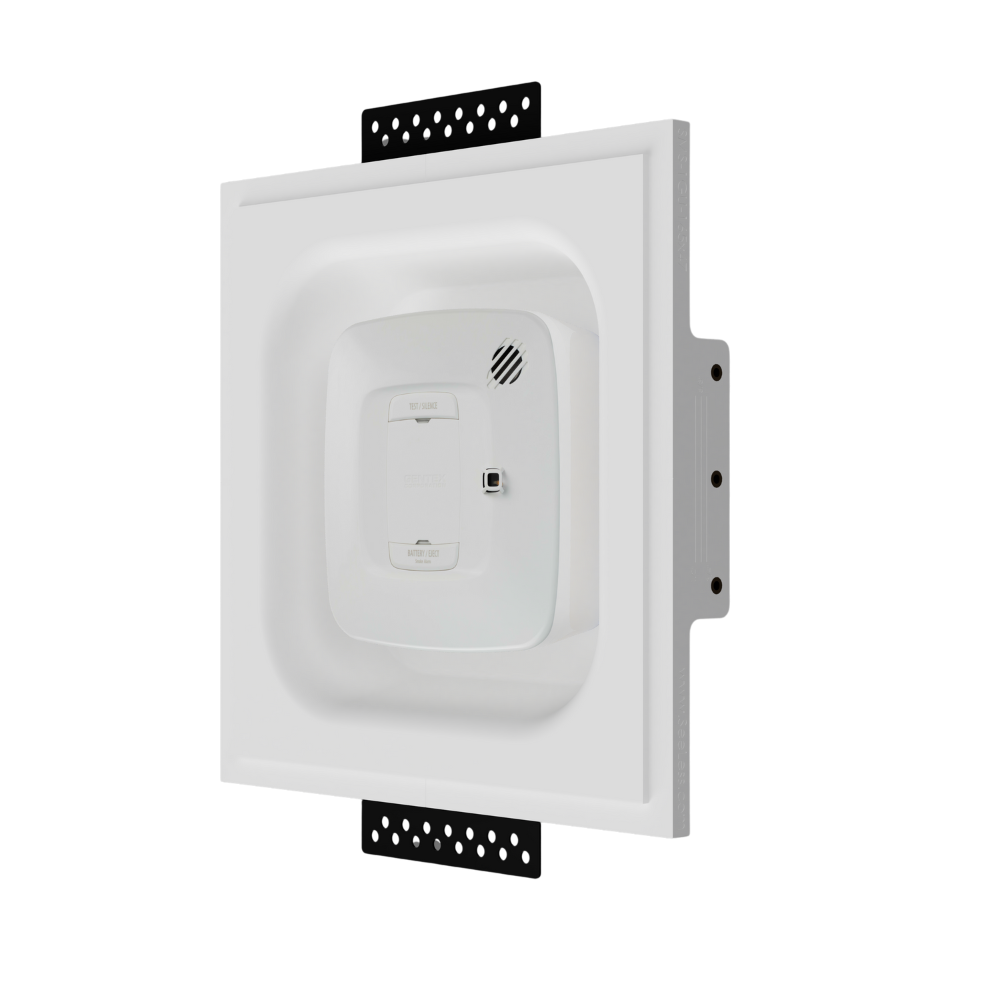 Left angle showing SMS-1GU-165x47 platform with Gentex sensor installed, highlighting trimless integration