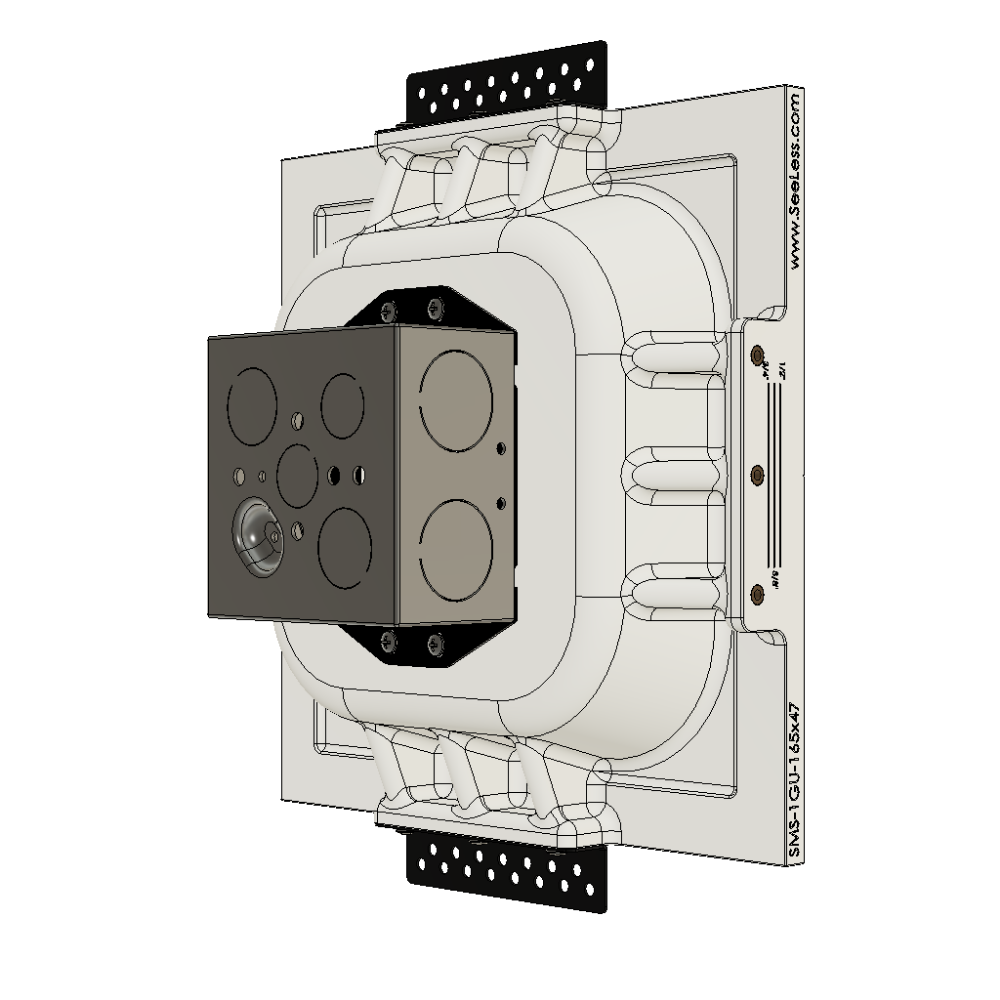 back left angle of SMS-1GU-173x40 showing recessed Nest-compatible platform with a 3/4” reveal