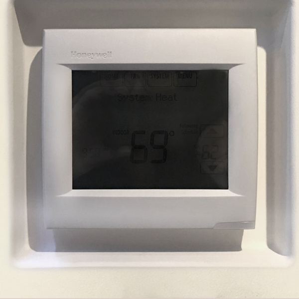 Universal square thermostat flush in-wall mounting platform by SeeLess — front angled view.