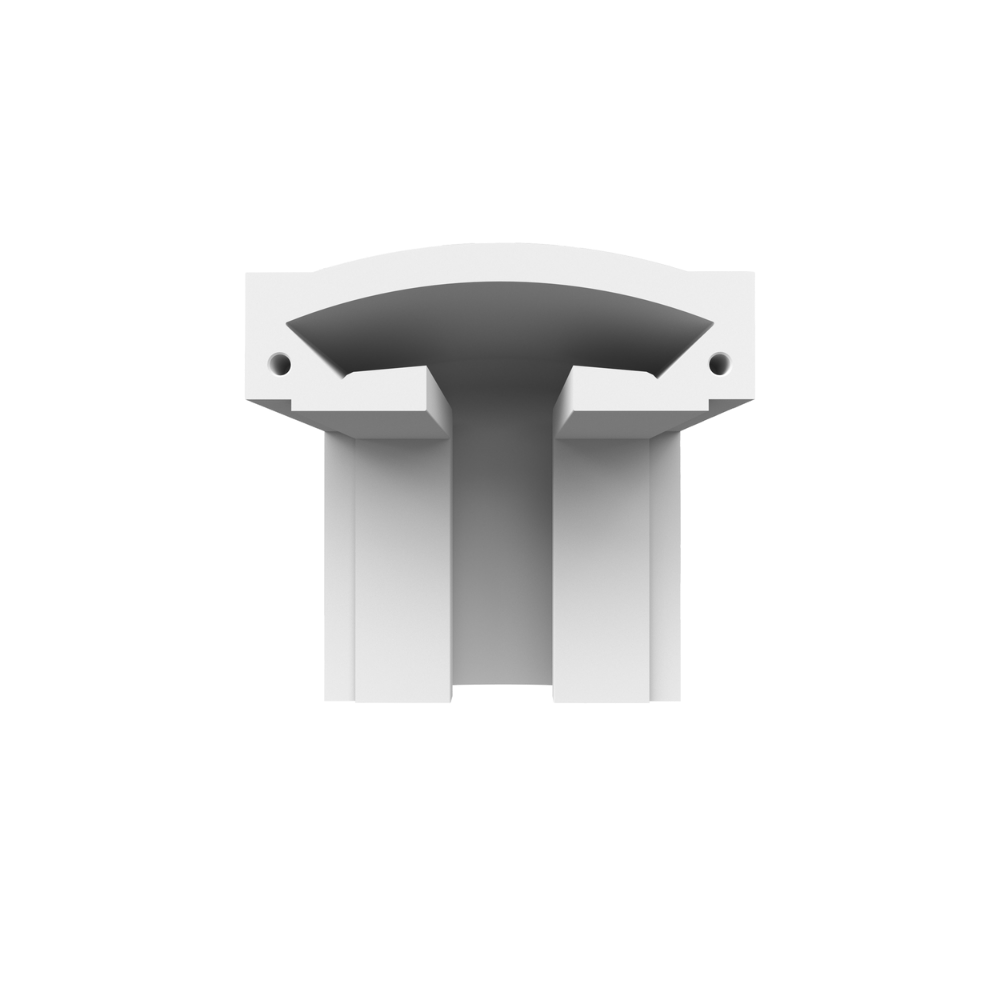 Detailed view of SLS-GLC15-CW ceiling-to-wall piece highlighting smooth finish and clean lines.