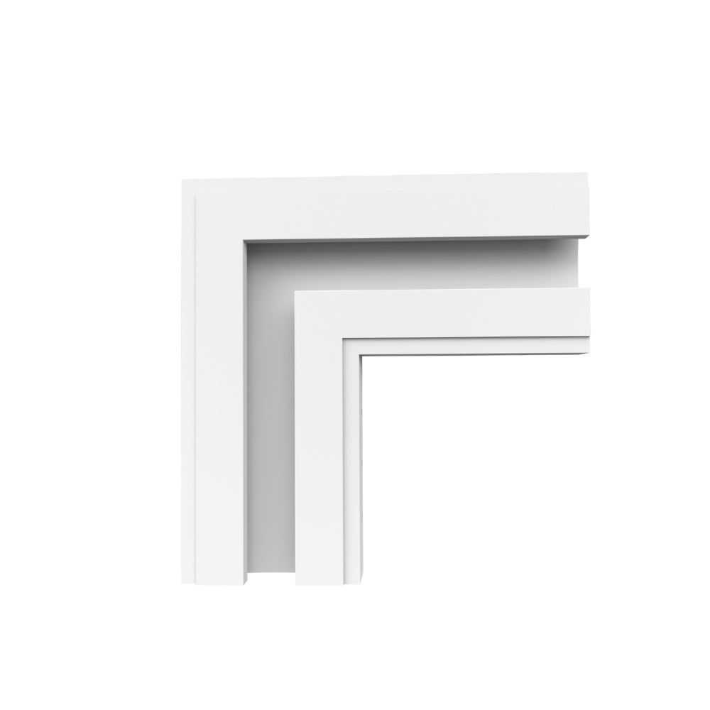 Close-up of SLS-GLC15 CR corner piece, designed to simplify directional shifts for wall and ceiling lighting coves