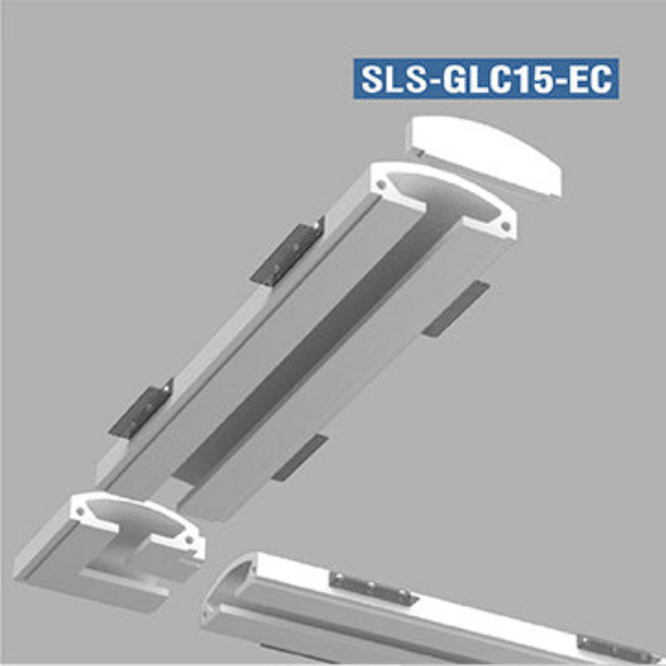 Gypsum Linear Cove end cap accessory with mounting brackets.