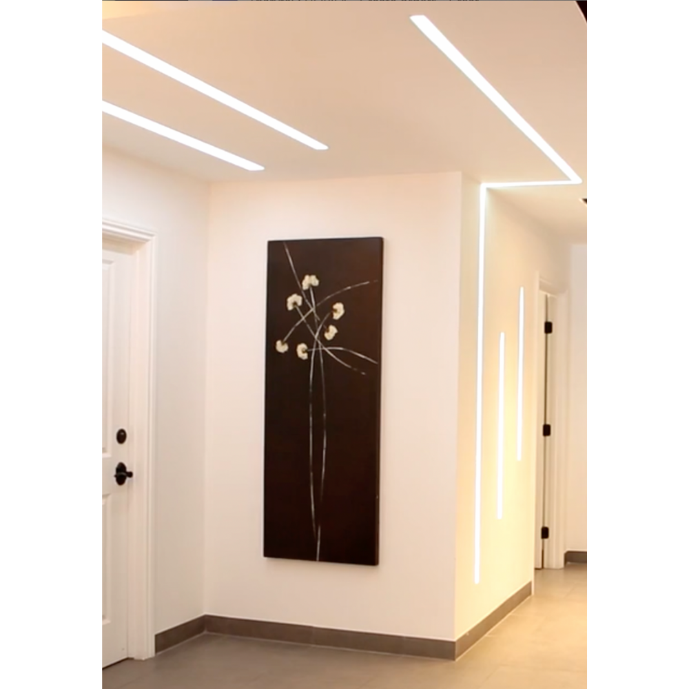 Installed GLC15 EC accessory creating soft and elegant termination of gypsum cove lighting.