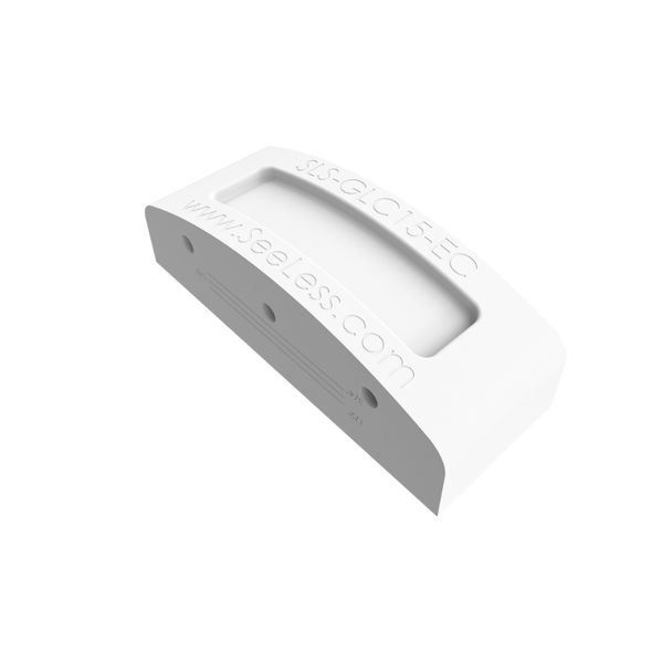 Perspective view of SLS-GLC15-EC gypsum lighting end cap showing trimless design for modern interiors