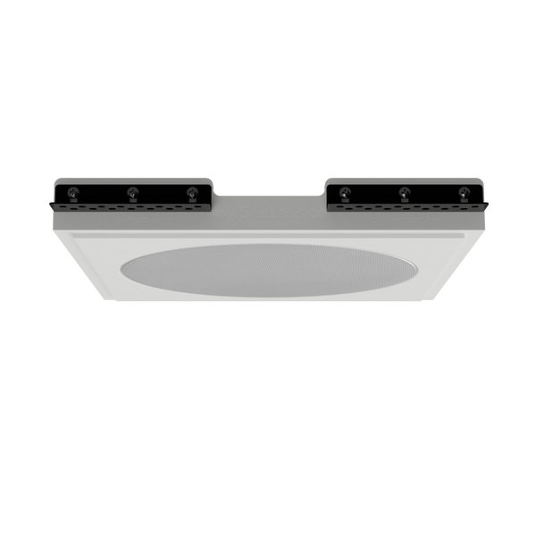 Ceiling angle of SL-WICI6R-030 plaster mount featuring Wisdom ICI6 speaker, illustrating minimal and recessed installation