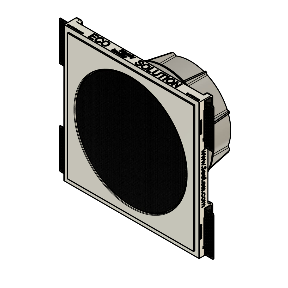 Angled view of SL-WICS7R-030 flush mount with Wisdom ICS7a speaker and round grill