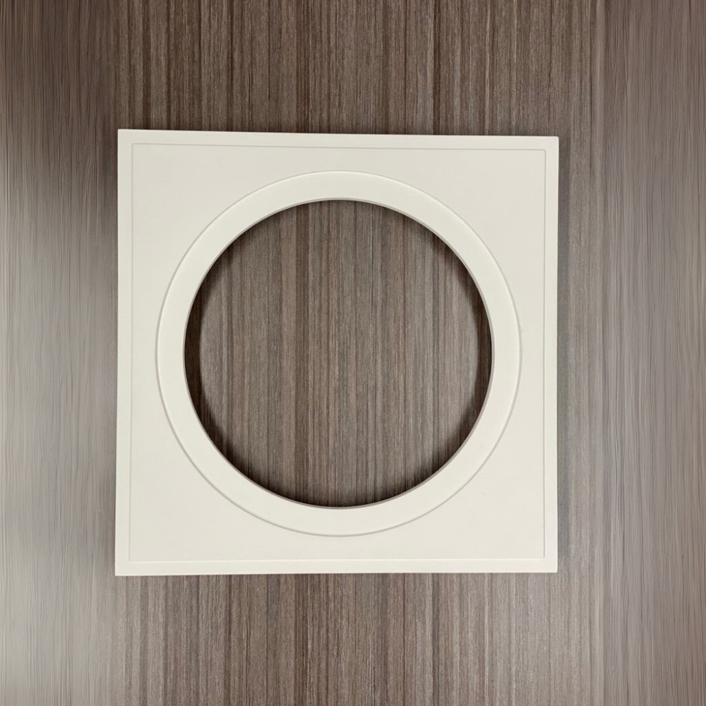 Top view of SL-WICS7R-030 flush mount for Wisdom ICS7a speaker and round grill