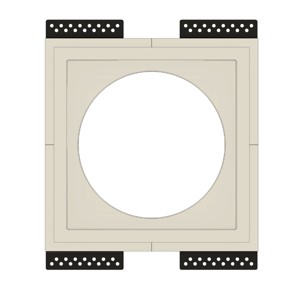 Front view of SeeLess SL-WICI6S-030 flush mount platform designed for Wisdom Insight ICI6 square grill in-ceiling speaker