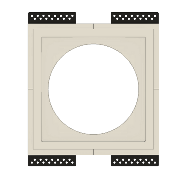 Front view of SeeLess SL-WICI6S-030 flush mount platform designed for Wisdom Insight ICI6 square grill in-ceiling speaker