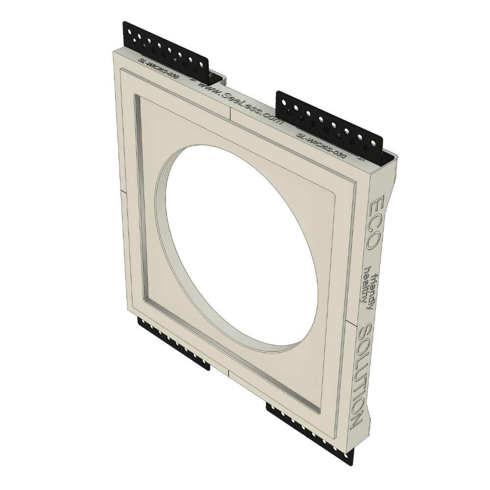 Front view of SeeLess SL-WICI6S-030 flush mount platform designed for Wisdom Insight ICI6 square grill in-ceiling speaker