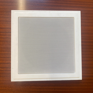 Square gypsum platform SL-WICS7S-030 with Wisdom speaker installed, shown in clean architectural wall