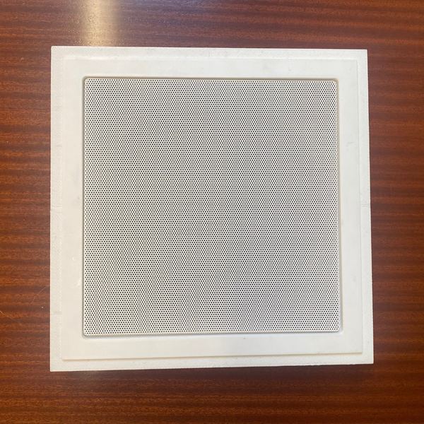 Square gypsum platform SL-WICS7S-030 with Wisdom speaker installed, shown in clean architectural wall