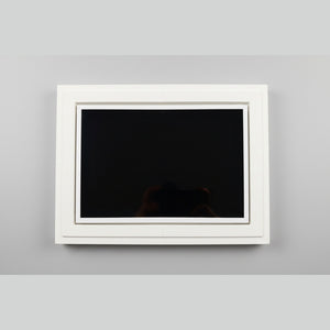 Control4 11-inch touch panel installed in the SeeLess SLA-TPC411-375 flush mount, professional studio prod