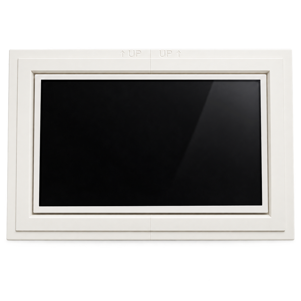 Control4 11-inch touch panel installed into the SeeLess SLA-TPC411-375 flush mount
