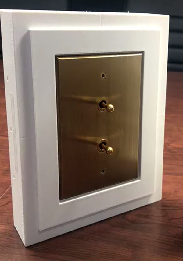 SeeLess Flush mount for Meljac keypads. Explore SeeLess' Meljac Architectural style collection featuring three unique styles of French brass electrical wiring accessories.