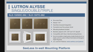 SLD-1GISDC-062 Lutron Alisse International Designer Style Platform. Seeless Flush mount for Lutron Alisse. Lutron Alisse Single/Double Column International Designer Style In-Wall Mounting Platform. Seamlessly Recessed Integration for a Clean Look. Designed to Minimize Wall Clutter. Enhance the Appearance of Your Wiring Devices.