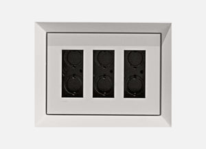 SLAB-3G-062 Three Gang Architectural Bevel Style Mount. Two Gang Architectural Bevel Style In-Wall Plaster Mounting Platform. Enhanced Depth and Style with Bevel Design. Perfect for Hiding Light Switches and Outlets.